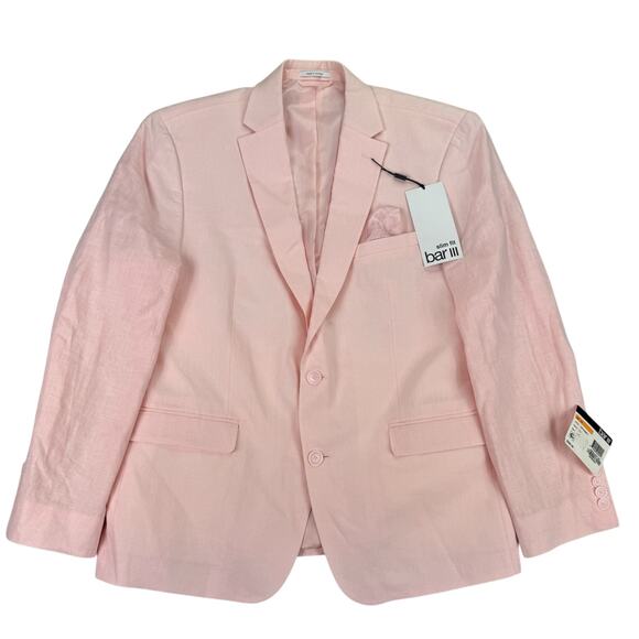 Bar III Mens Slim Fit 100% Linen Solid Suit Jacket Pink 44S - Picture 1 of 5